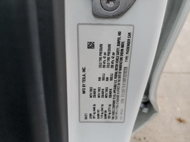 5YJ3E1EA1MF029228 | 2021 TESLA MODEL 3