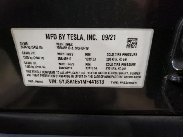 5YJSA1E51MF441613 | 2021 TESLA MODEL S