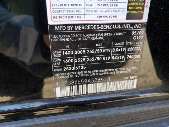 4JGBB86E59A526518 | 2009 MERCEDES-BENZ ML 350