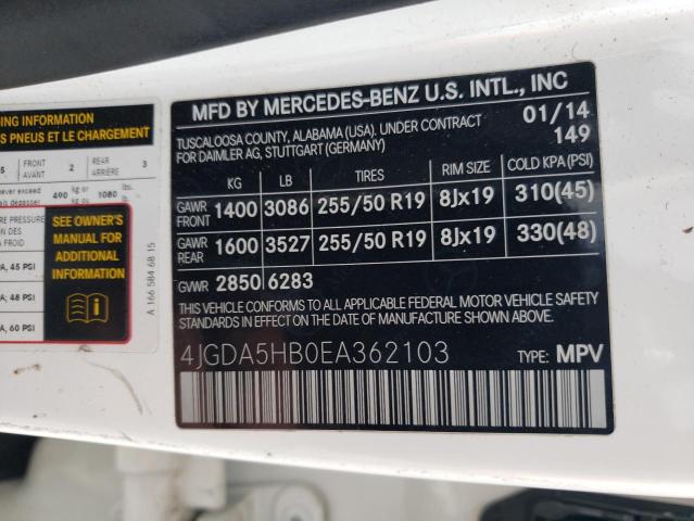 VIN 4JGDA5HB0EA362103 2014 Mercedes-Benz ML-Class, ... no.13