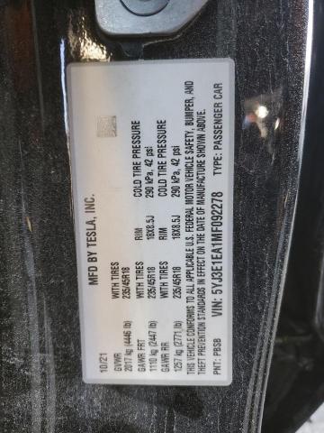 2021 TESLA MODEL 3 - 5YJ3E1EA1MF092278