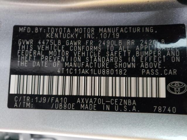 4T1C11AK1LU880182 | 2020 Toyota camry le