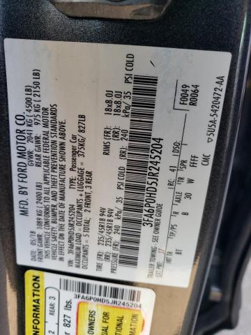 3FA6P0HD5JR245204 2018 FORD FUSION, photo no. 12