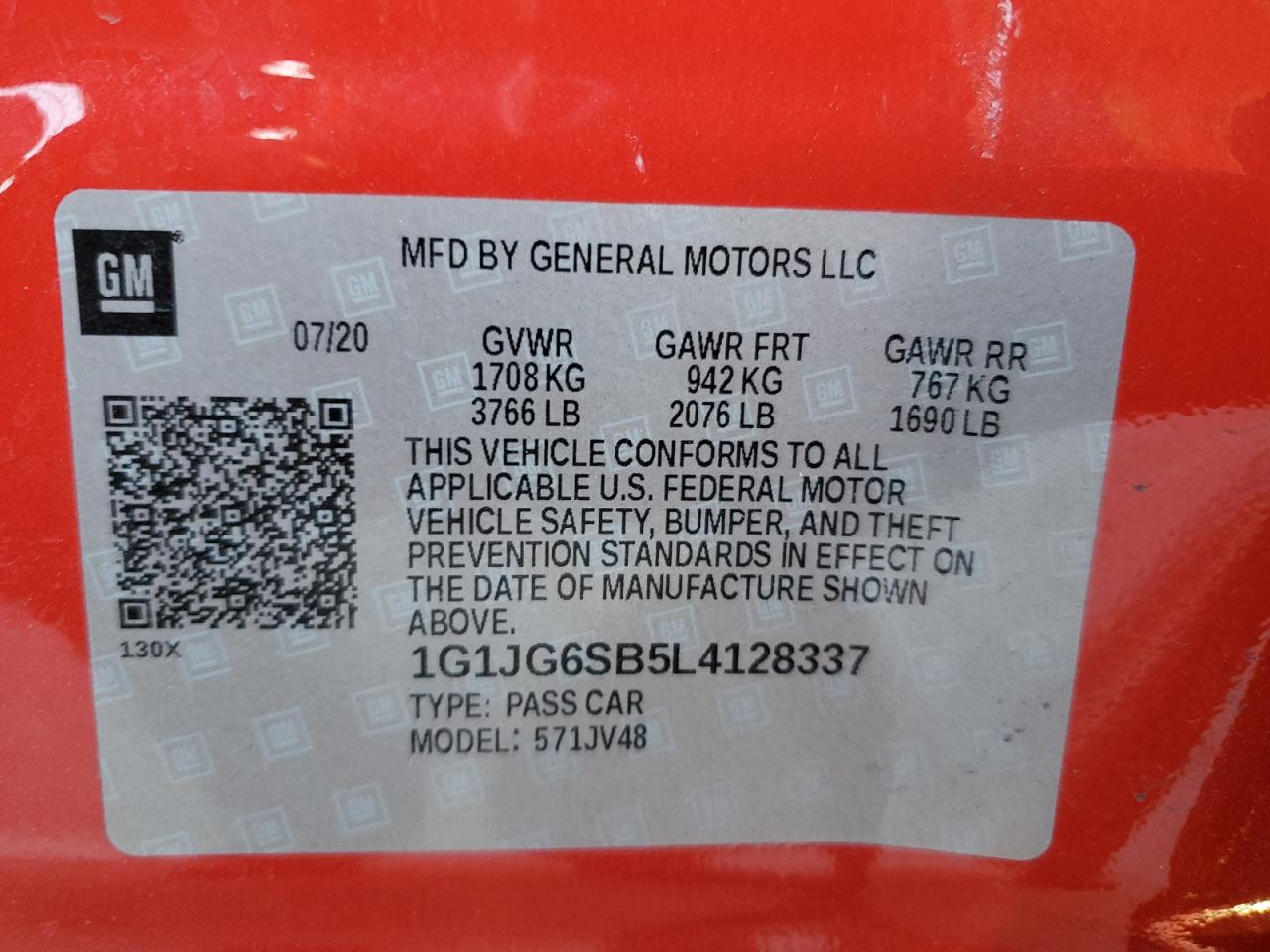 1G1JG6SB5L4128337 2020 Chevrolet Sonic