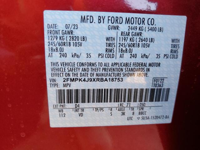 2FMPK4J9XRBA18753 Ford EDGE SEL