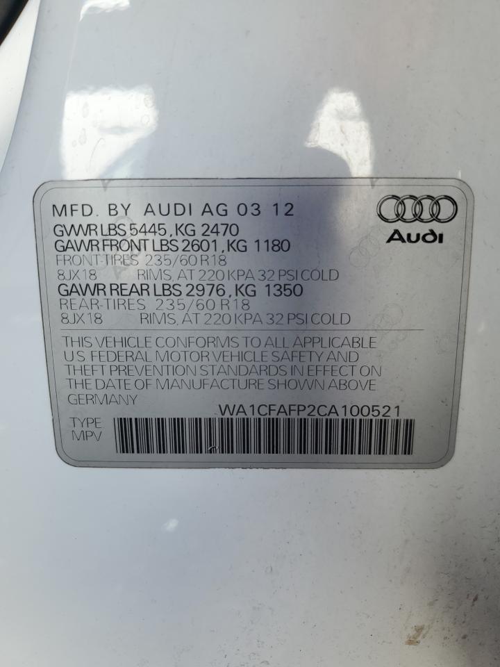 2012 Audi Q5 Premium vin: WA1CFAFP2CA100521