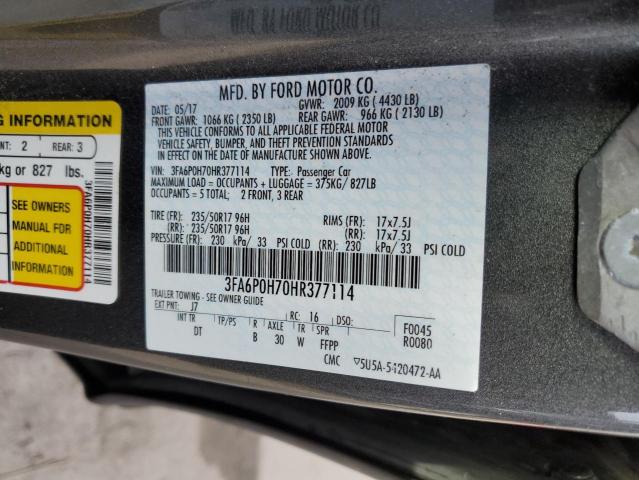 3FA6P0H70HR377114 2017 FORD FUSION, photo no. 12