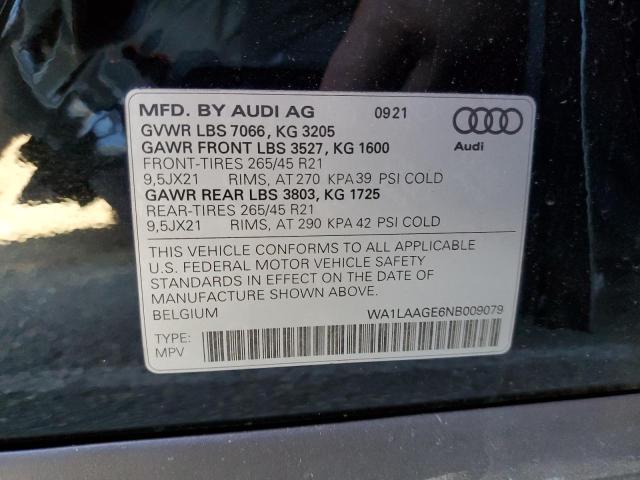 WA1LAAGE6NB009079 | 2022 Audi e-tron premium plus