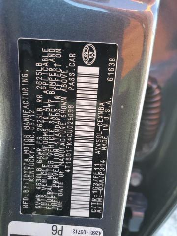  TOYOTA CAMRY 2012 Вугільний