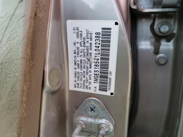 1HGES16541L042388 2001 Honda Civic Lx