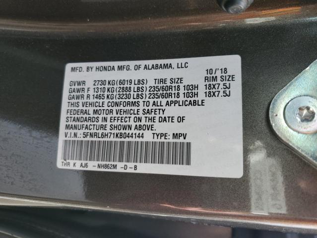 5FNRL6H71KB044144 | 2019 HONDA ODYSSEY EX