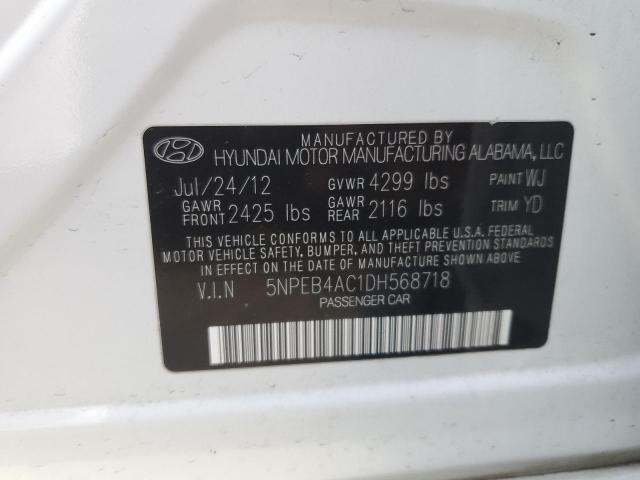 5NPEB4AC1DH568718 Auction: COPART Lot: 75818773 Location: CA - MARTINEZ 5NPEB4AC1DH568718 HYUNDAI SONATA 2013 WHITE Photo 12