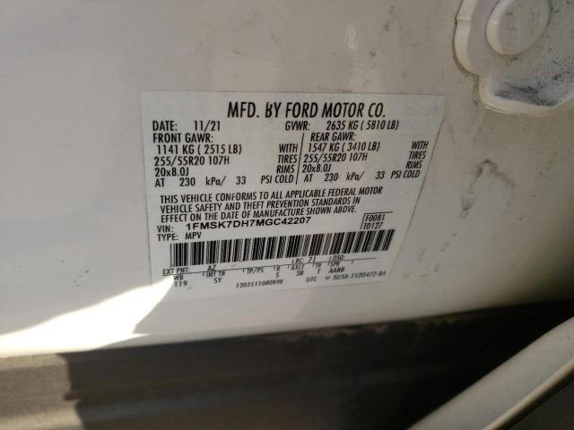 1FMSK7DH7MGC42207 2021 Ford Explorer Xlt