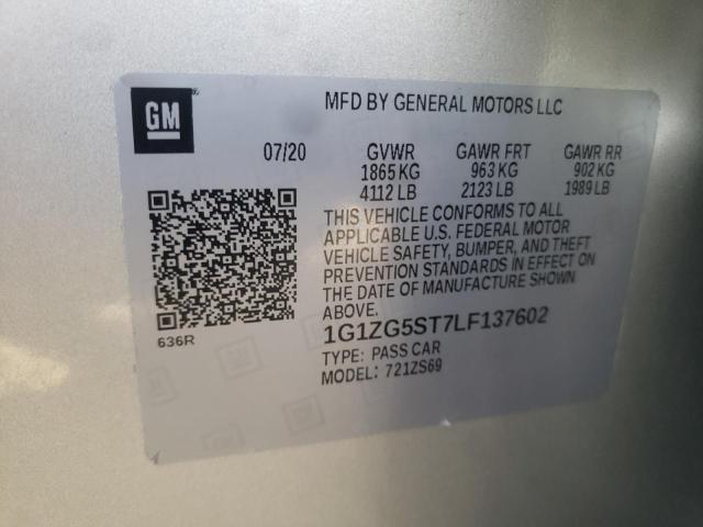 1G1ZG5ST7LF137602 | 2020 CHEVROLET MALIBU RS