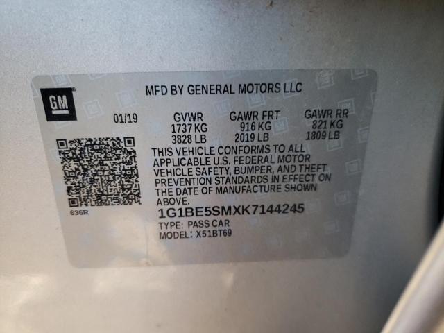 1G1BE5SMXK7144245 | 2019 CHEVROLET CRUZE LT