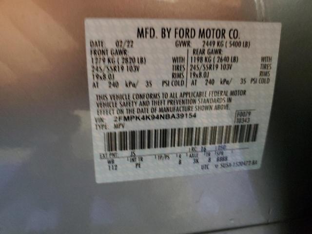 2FMPK4K94NBA39154 2022 FORD EDGE, photo no. 13