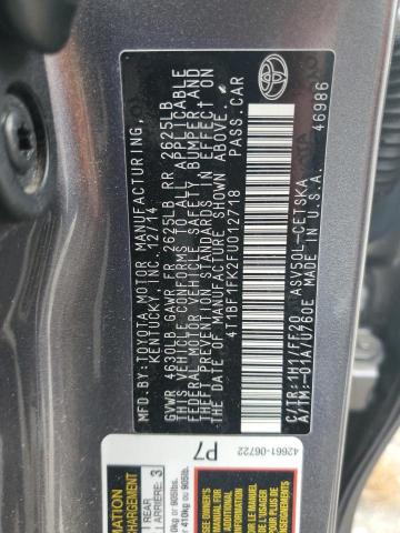 4T1BF1FK2FU012718 | 2015 TOYOTA CAMRY LE