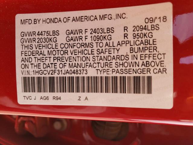 1HGCV2F31JA048373 | 2018 HONDA ACCORD SPO