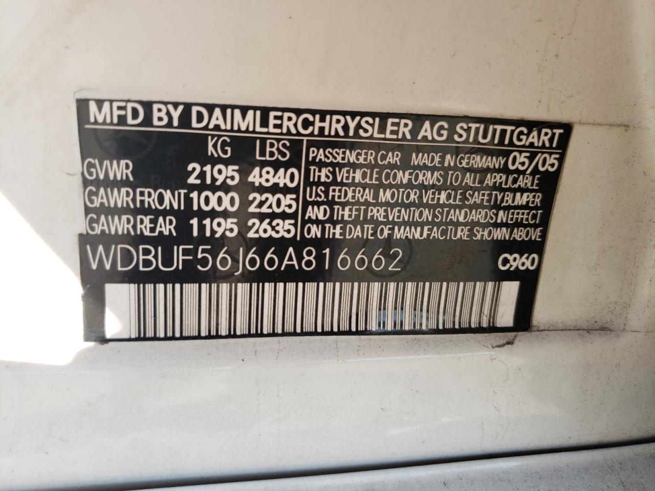 wdbuf56j66a816662 WDBUF56J66A816662 2006 Mercedes-Benz E 350