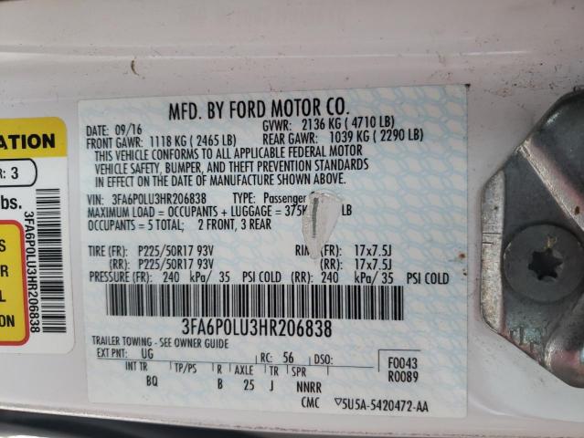 3FA6P0LU3HR206838 | 2017 Ford fusion se hybrid