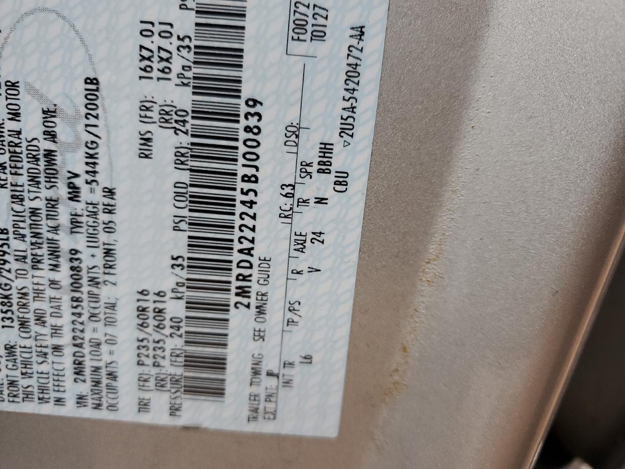 2MRDA22245BJ00839 2005 Mercury Monterey Luxury