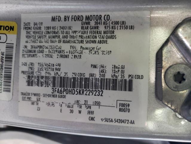 3FA6P0HD5KR229232 Ford Fusion SE 12