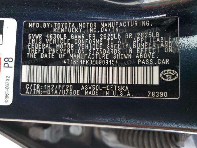 4T1BF1FK3EU809154 | 2014 TOYOTA CAMRY L