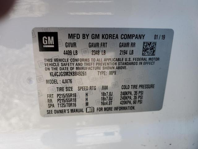 2019 Buick Encore Essence VIN: KL4CJGSM2KB849261 Lot: 77795183