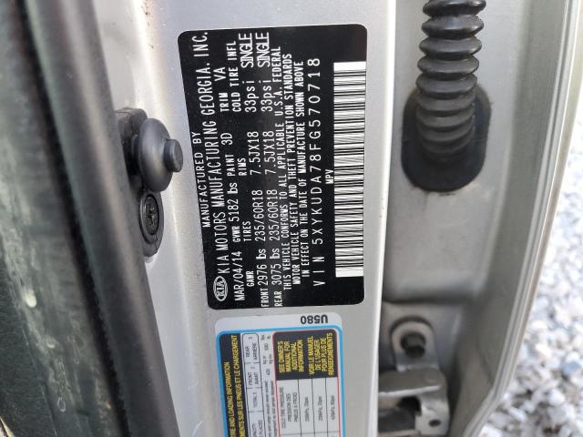 5XYKUDA78FG570718 2015 Kia Sorento Ex