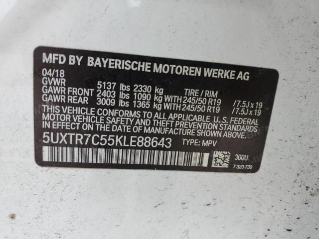 5UXTR7C55KLE88643 2019 BMW X3, photo no. 12