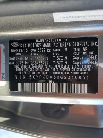 5XYPKDA50GG040951 KIA SORENTO SX