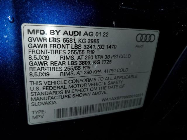 VIN WA1AXBF76ND010221 2022 Audi Q7, Premium no.12