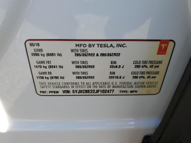 5YJXCBE22JF102477 Tesla MODEL X