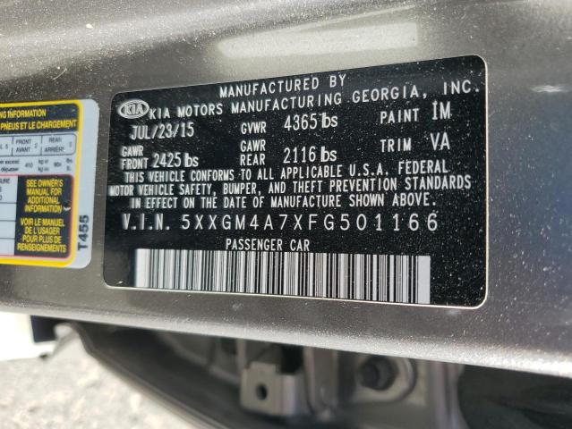 5XXGM4A7XFG501166 | 2015 KIA OPTIMA LX