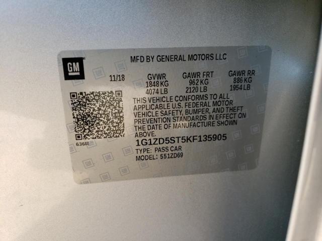 2019 CHEVROLET MALIBU LT - 1G1ZD5ST5KF135905