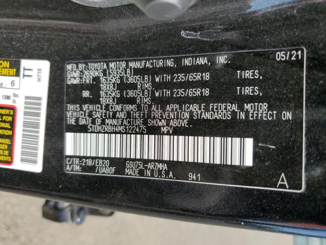 VIN 5TDHZRBH4MS122475 2021 Toyota Highlander, Xle no.14