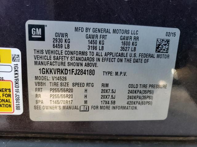 1GKKVRKD1FJ284180 | 2015 GMC ACADIA SLT