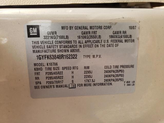 2008 Cadillac Escalade Luxury VIN: 1GYFK63848R162322 Lot: 75738083
