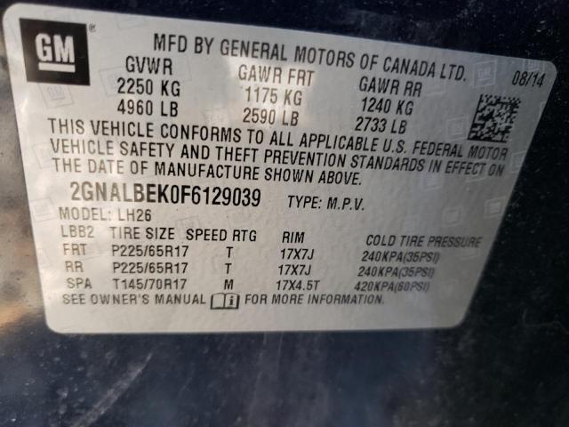 2GNALBEK0F6129039 | 2015 CHEVROLET EQUINOX LT