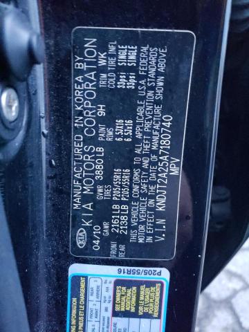 2010 Kia Soul + VIN: KNDJT2A25A7180740 Lot: 76133753