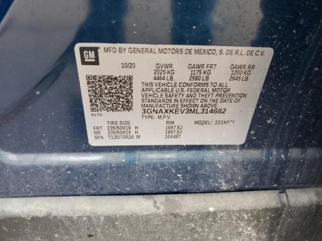 3GNAXKEV3ML314662 | 2021 CHEVROLET EQUINOX LT