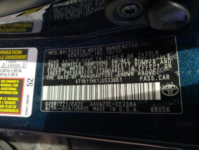 2018 TOYOTA CAMRY L - 4T1B11HK1JU533661