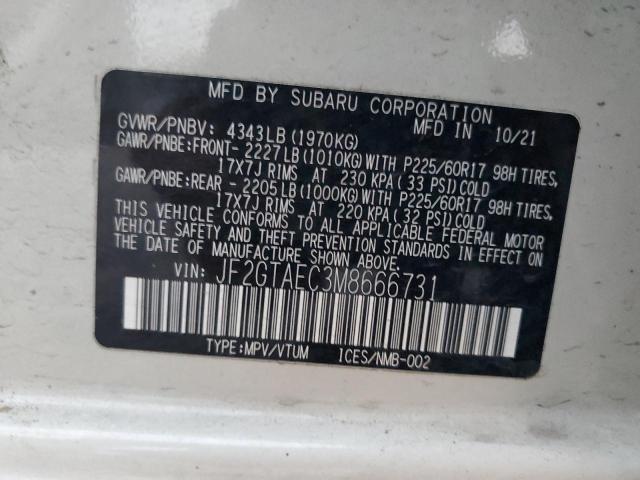 JF2GTAEC3M8666731 | 2021 Subaru crosstrek premium