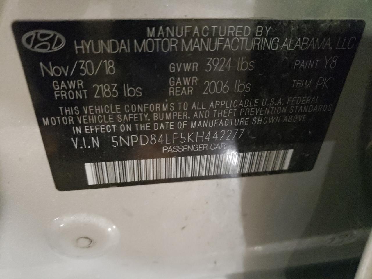 5npd84lf5kh442277 5NPD84LF5KH442277 2019 Hyundai Elantra Sel