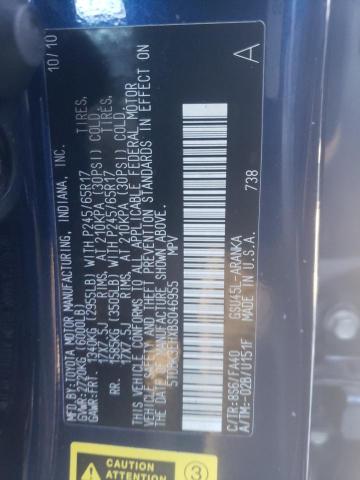 2011 Toyota Highlander Base VIN: 5TDBK3EHXBS046955 Lot: 74511493