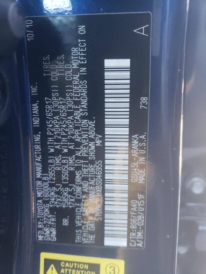 5TDBK3EHXBS046955 2011 Toyota Highlander Base