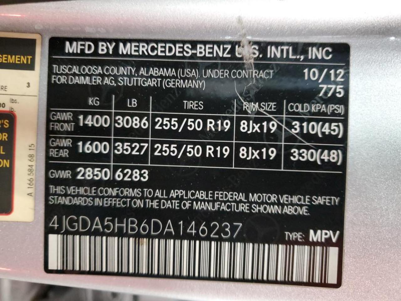 4JGDA5HB6DA146237 2013 Mercedes-Benz Ml 350 4Matic