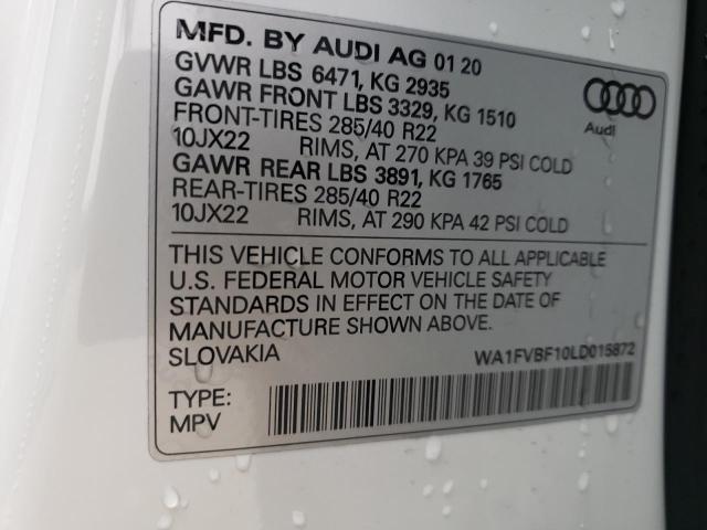 2020 AUDI Q8 PRESTIG WA1FVBF10LD015872