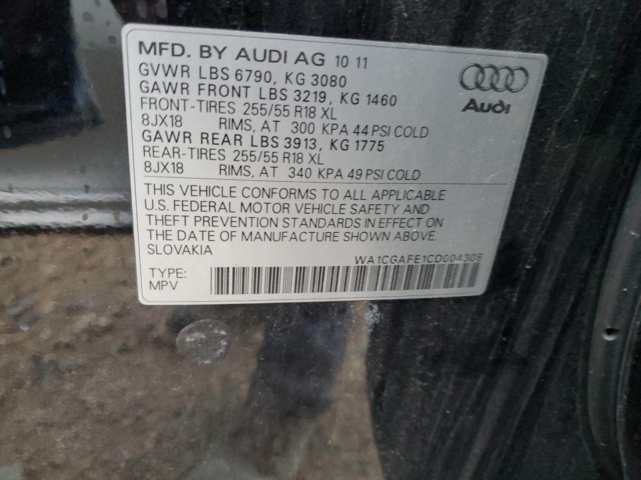 Lot #2193205869 2012 AUDI Q7 PREMIUM