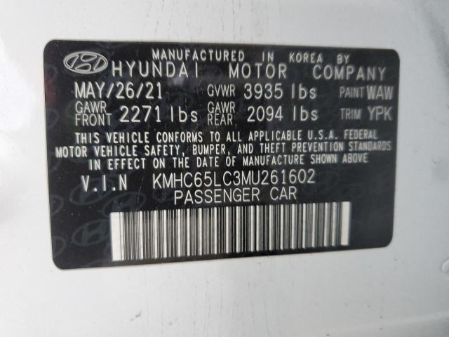 2021 HYUNDAI IONIQ BLUE - KMHC65LC3MU261602